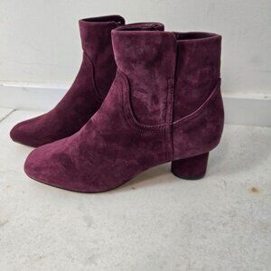 Draper James Size 6.5 Bethany Suede Leather Bootie Burgundy Cone Heel